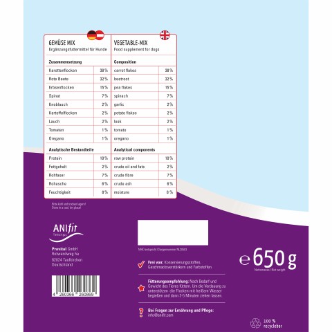 Hond Accessories B.A.R.F. Vlokken Groentenmix 650g 1 Stuk -3- Anifit